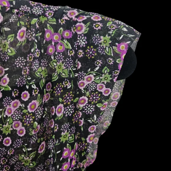 Fire Los Angeles Ruffled Sheer Floral Top Size Large - Picture 5 of 13